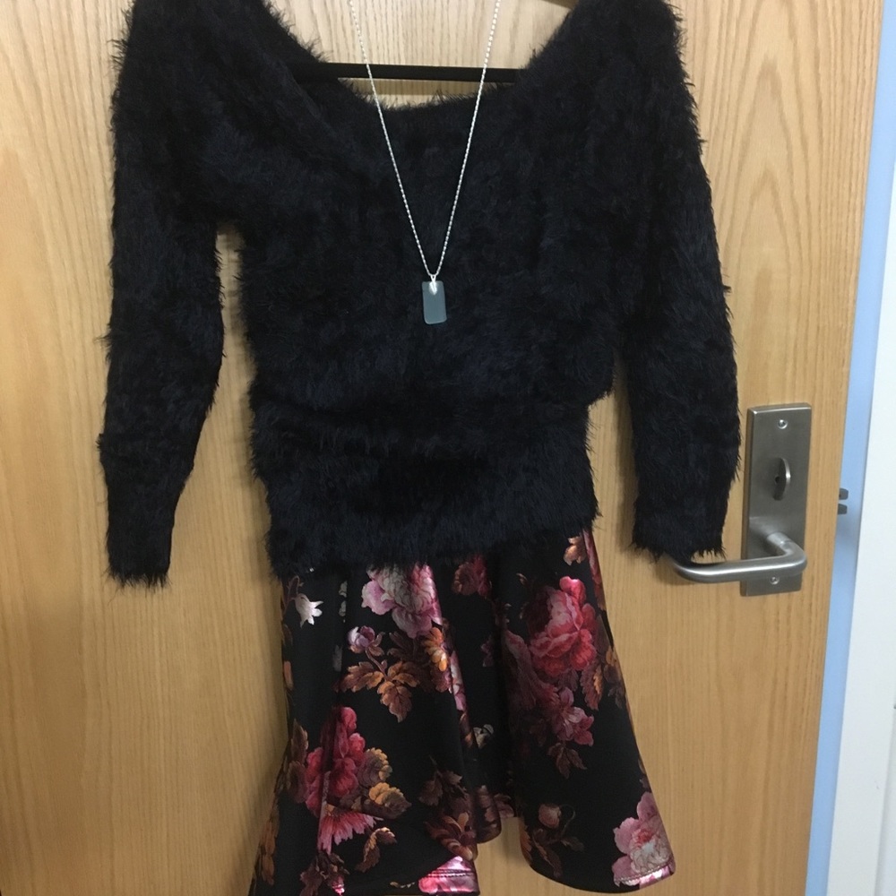 Black Fuzzy Eyelash Sweater